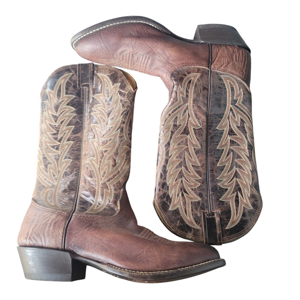 Cavender's Cowboy Boots Mens 10 D Brown Leather Point Toe Stitched 14839 Western